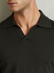 Reiss Dark Military Green Maxwell Merino Wool Half-Zip Polo Shirt - Image 3 of 5
