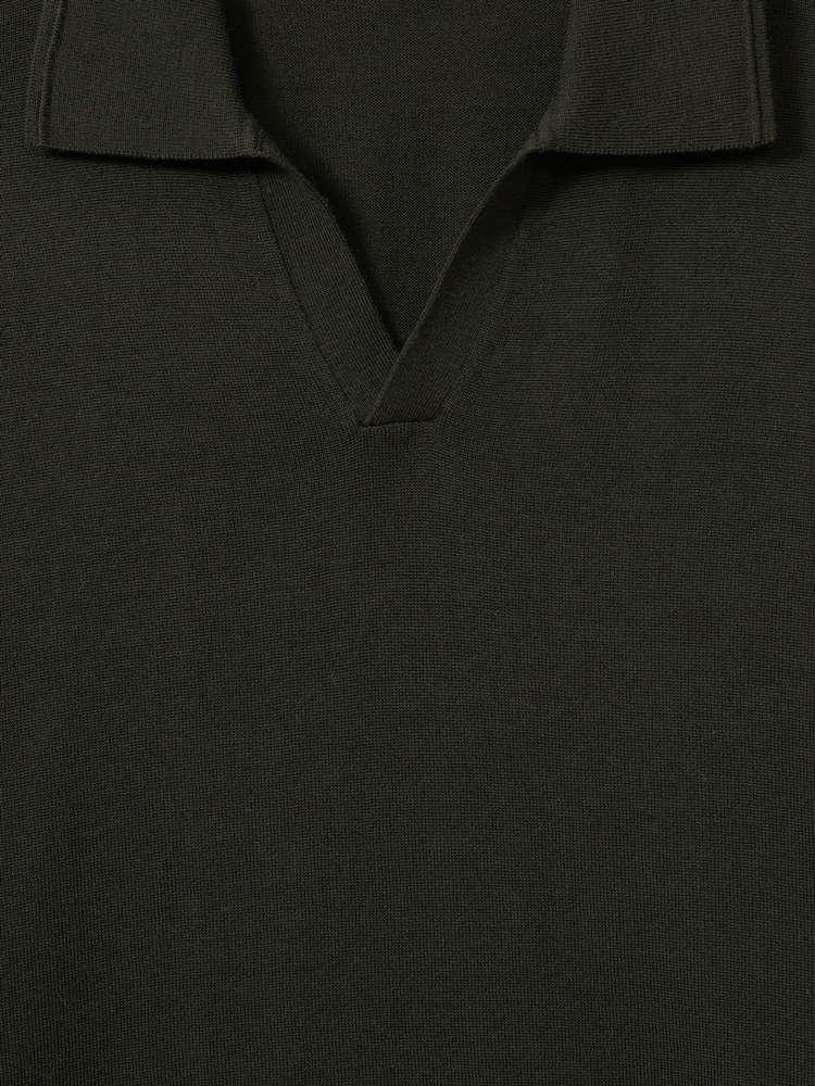 Reiss Dark Military Green Maxwell Merino Wool Half-Zip Polo Shirt - Image 5 of 5