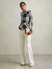 Reiss Danna Checked Ruched Top - Image 1 of 6