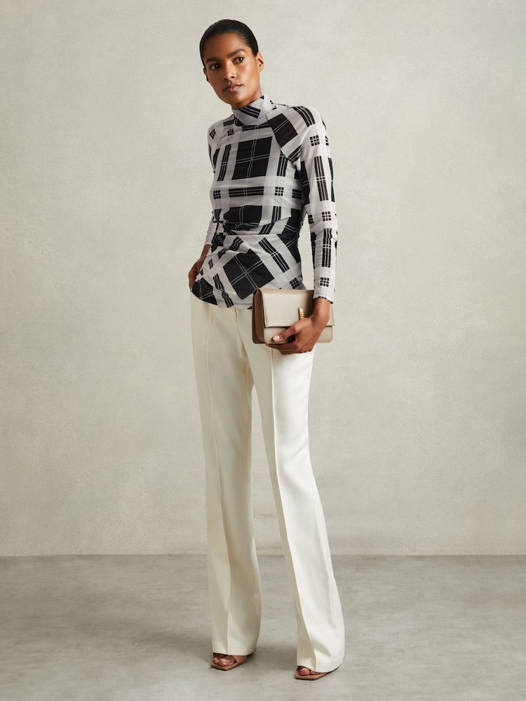 Reiss Danna Checked Ruched Top - Image 1 of 6