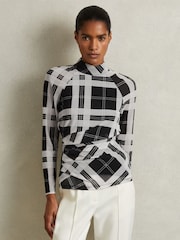 Reiss Danna Checked Ruched Top - Image 3 of 6
