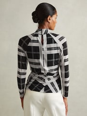 Reiss Danna Checked Ruched Top - Image 5 of 6