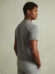 Reiss Flint Grey Bradley Interlock Jersey Crew Neck T-Shirt - Image 4 of 5