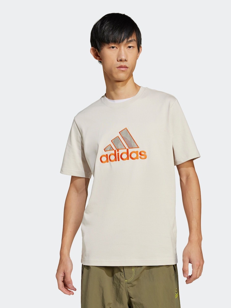 adidas Originals Cream Graphic T-Shirt - Image 1 of 6