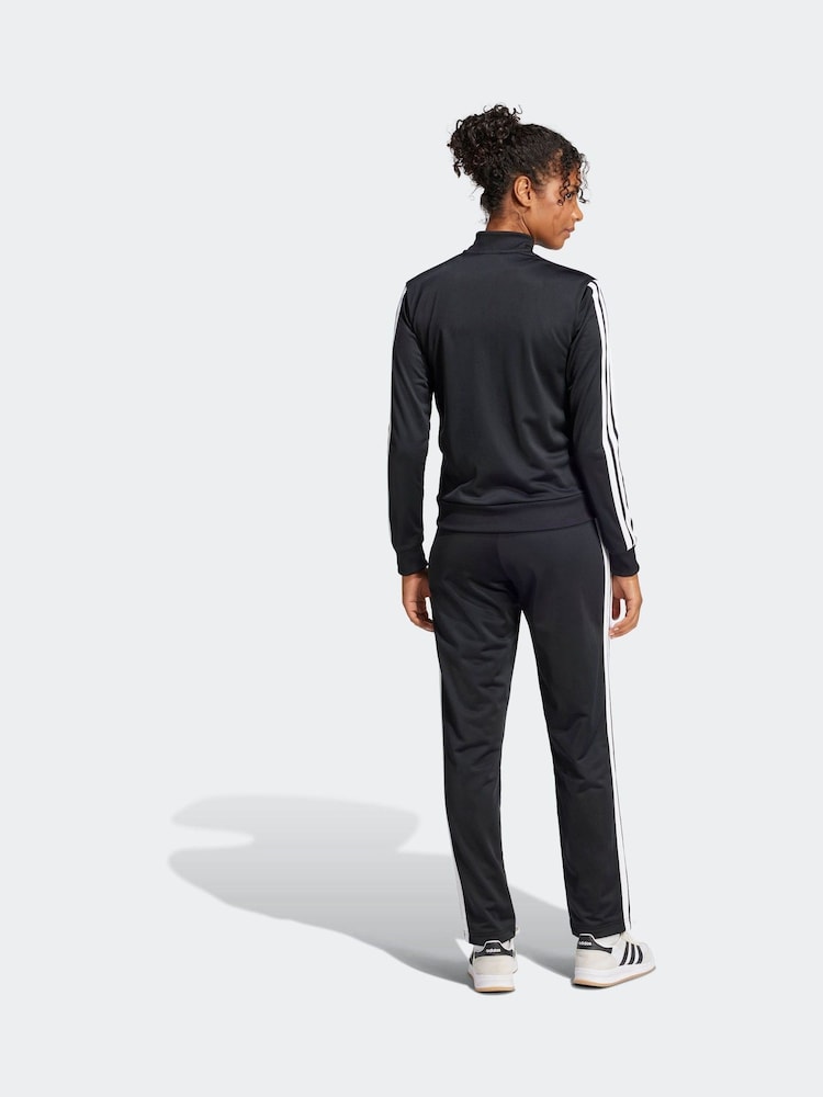 adidas Black Essentials 3 Stripes Tracksuit - Image 2 of 8