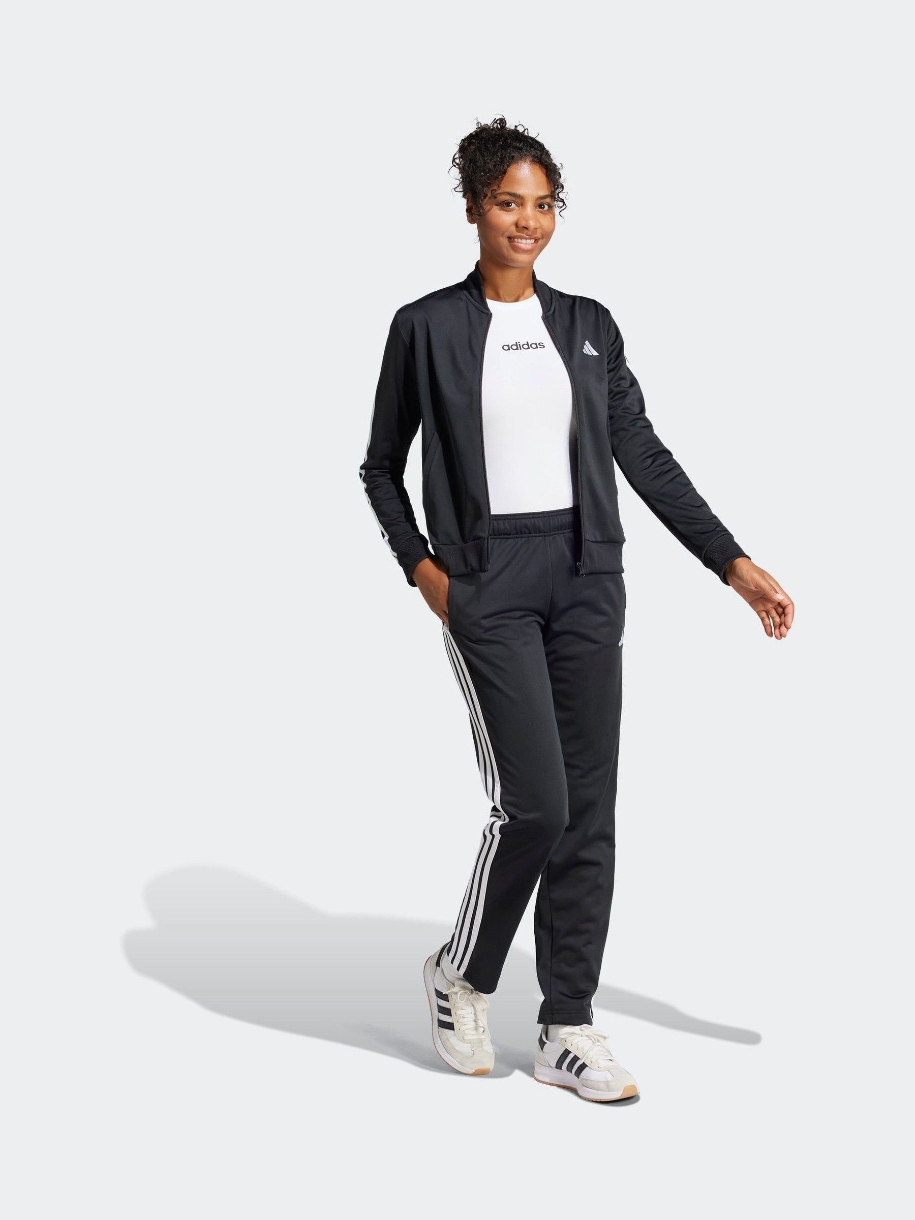 Buy adidas Black Essentials 3-Stripes Tracksuit from Next USA Buy adidas Black Essentials 3-Stripes Tracksuit from Next USA