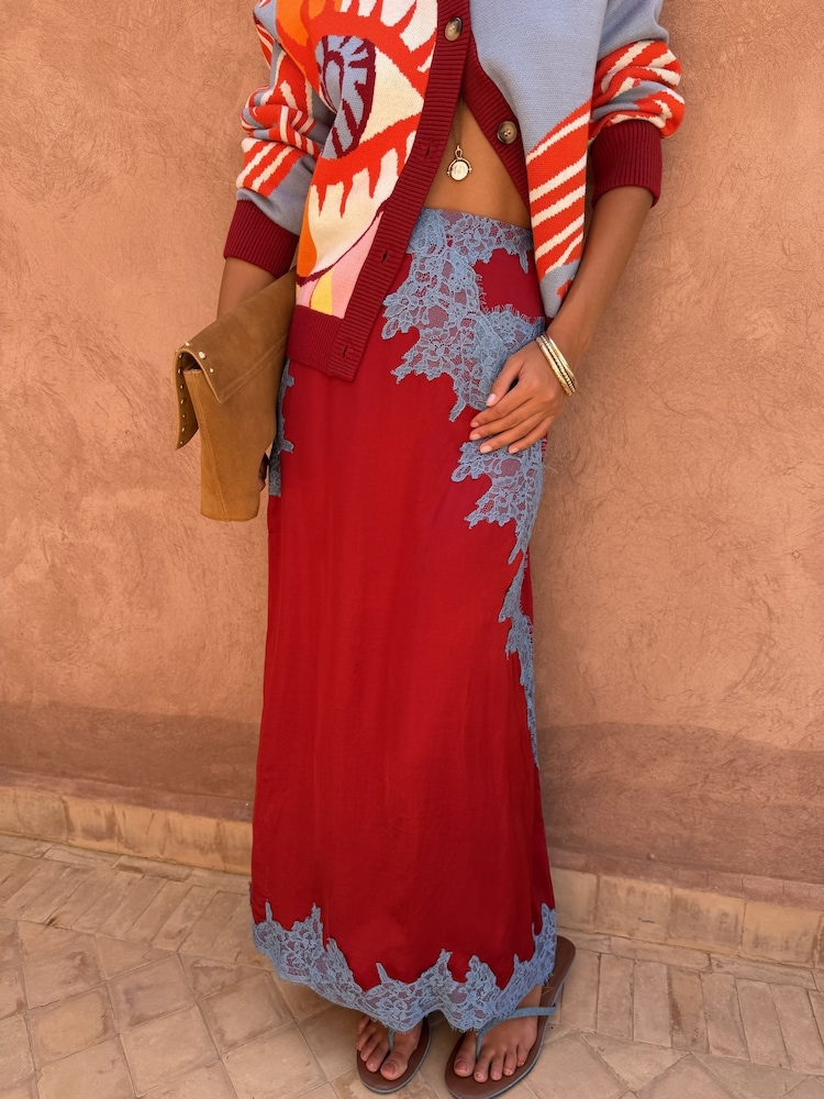Marrone - Gonna a giglio in pizzo rosa Never Fully Dressed - Immagine 2 di 5