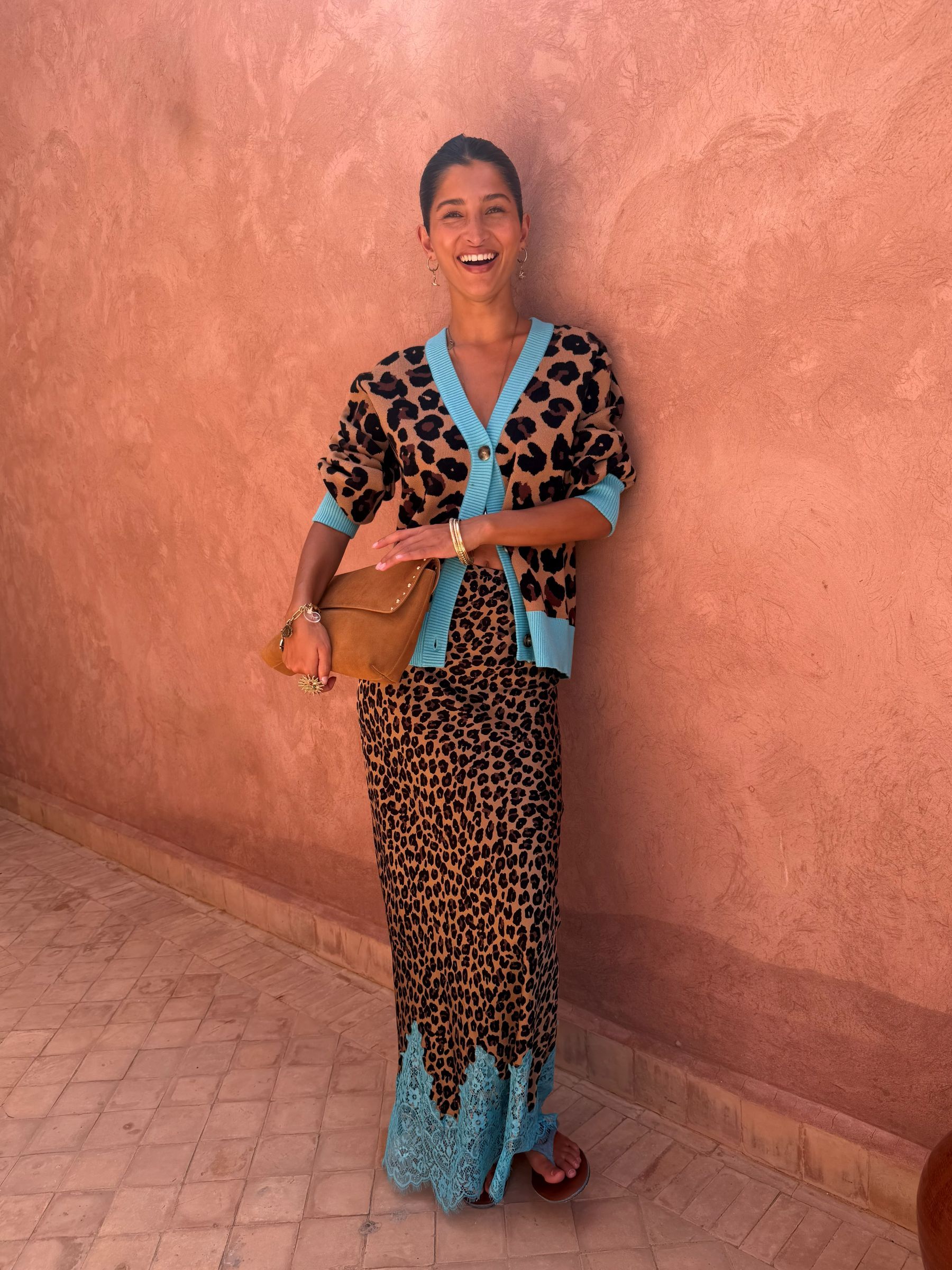 Buy Never Fully Dressed Brown Lucia Leopard Maeva Skirt with Blue