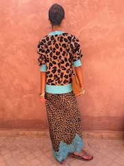 Never Fully Dressed Brown Lucia Leopard Maeva Skirt with Blue Lace - Image 2 of 5