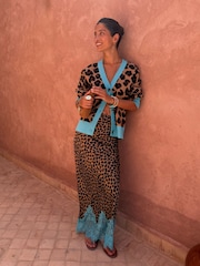 Never Fully Dressed Brown Lucia Leopard Maeva Skirt with Blue Lace - Image 4 of 5