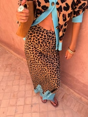 Never Fully Dressed Brown Lucia Leopard Maeva Skirt with Blue Lace - Image 5 of 5