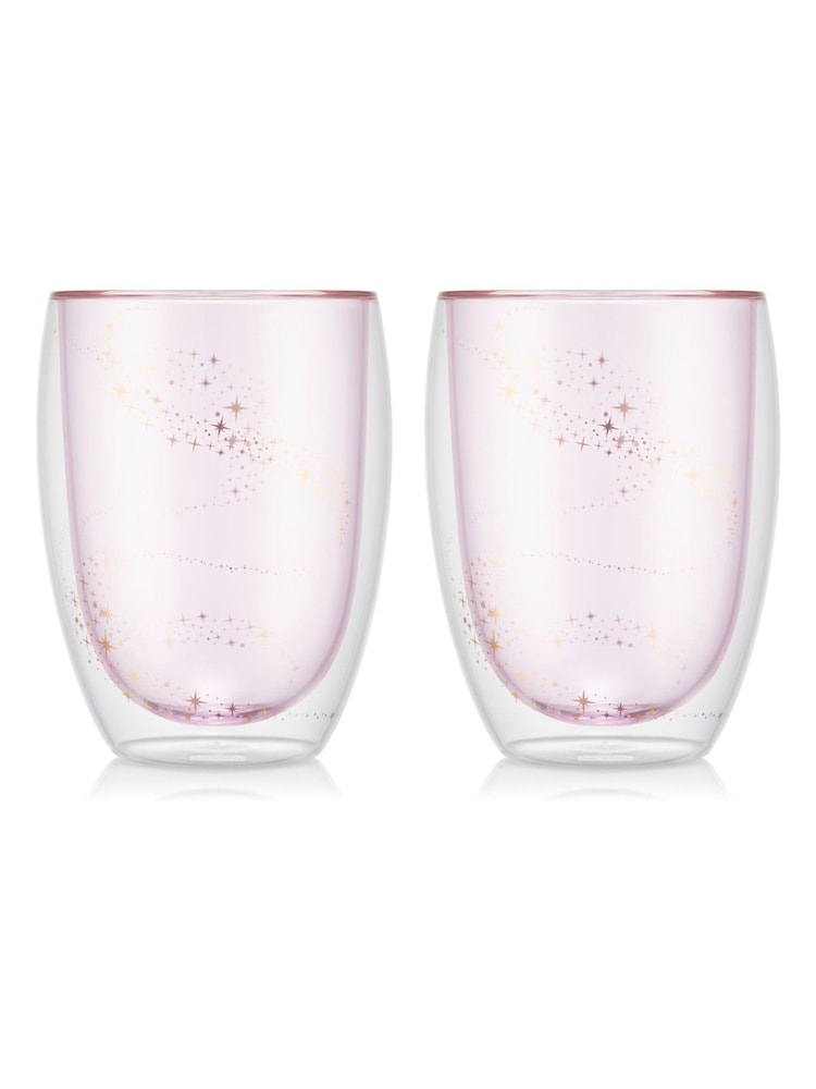Bodum Set of 2 Pink Disney Stardust Pavina Double Wall Glasses - Image 1 of 1 Bodum Set of 2 Pink Disney Stardust Pavina Double Wall Glasses - Image 1 of 1