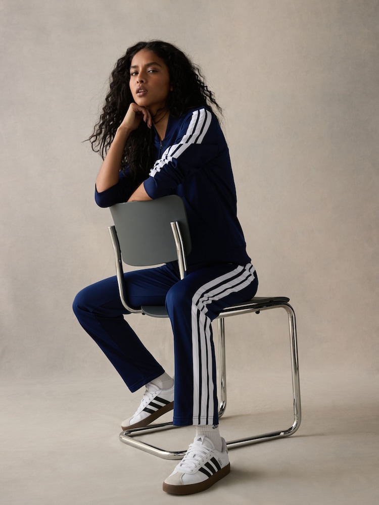 adidas Blue Essentials 3 Stripes Tracksuit - Image 3 of 12