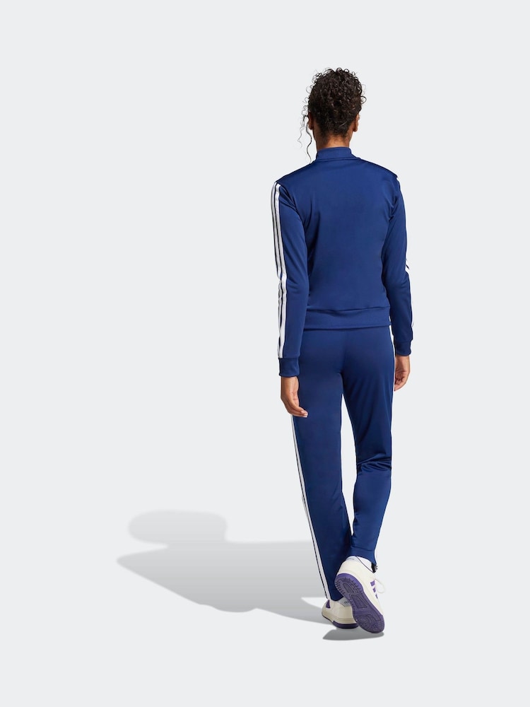 adidas Blue Essentials 3 Stripes Tracksuit - Image 5 of 12