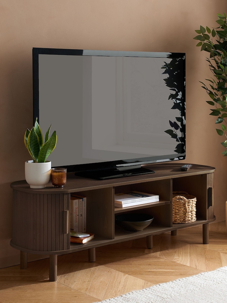 Birlea Walnut Effect Axel Small Fluted TV Unit - Image 2 of 9 Birlea Walnut Effect Axel Small Fluted TV Unit - Image 2 of 9