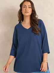 Evans Blue V-Neck Cotton Top - Image 1 of 5
