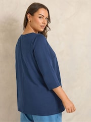 Evans Blue V-Neck Cotton Top - Image 3 of 5