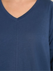 Evans Blue V-Neck Cotton Top - Image 4 of 5