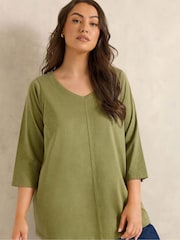 Evans Green V-Neck Cotton Top - Image 1 of 5