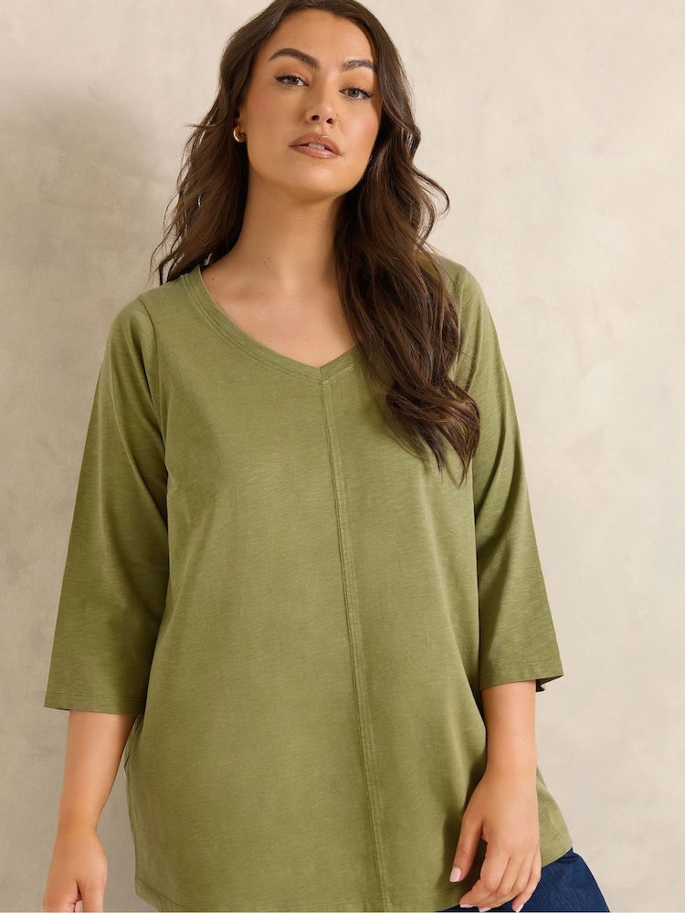 Evans Green V-Neck Cotton Top - Image 1 of 5 Evans Green V-Neck Cotton Top - Image 1 of 5