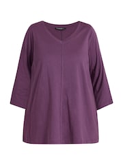 Evans Purple V-Neck Cotton Top - Image 5 of 5