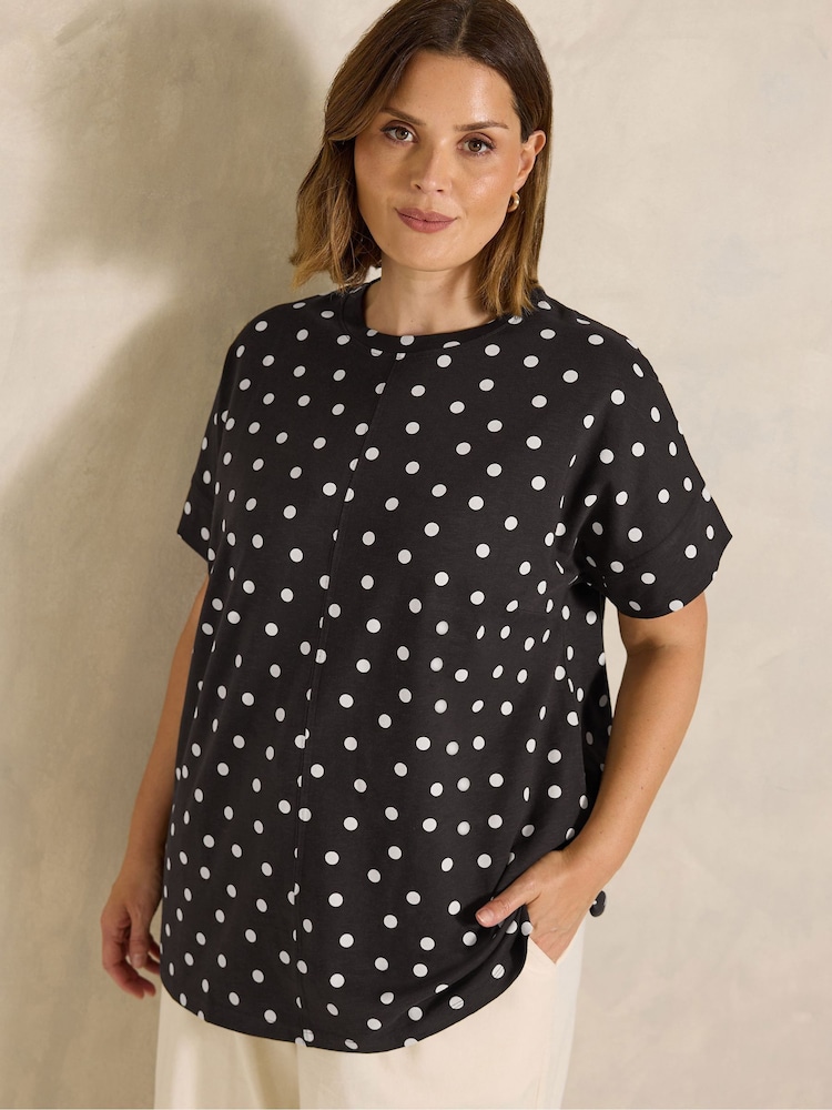 Evans Brown Scoop Neck Slub T-Shirt - Image 1 of 6