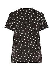 Evans Brown Scoop Neck Slub T-Shirt - Image 6 of 6