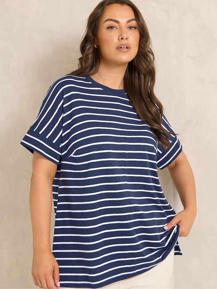 Evans Blue Scoop Neck Slub T-Shirt - Image 1 of 5 Evans Blue Scoop Neck Slub T-Shirt - Image 1 of 5