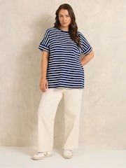 Evans Blue Scoop Neck Slub T-Shirt - Image 2 of 5