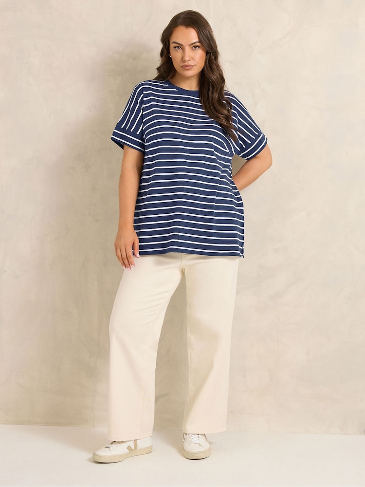 Evans Blue Scoop Neck Slub T-Shirt - Image 2 of 5 Evans Blue Scoop Neck Slub T-Shirt - Image 2 of 5