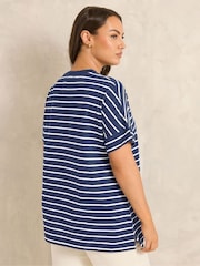 Evans Blue Scoop Neck Slub T-Shirt - Image 3 of 5