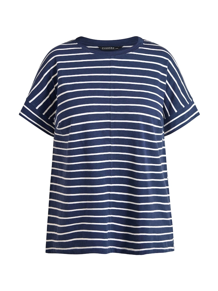 Evans Blue Scoop Neck Slub T-Shirt - Image 5 of 5 Evans Blue Scoop Neck Slub T-Shirt - Image 5 of 5