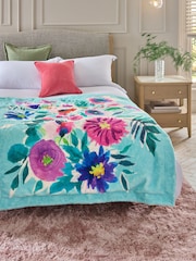 Floral Print Plush Faux Fur Throw - Imagem 1 de 6
