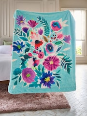 Floral Print Plush Faux Fur Throw - Imagem 3 de 6