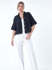 Dusk Blue 100% Cotton Relaxed Button Shirt - Image 1 of 5
