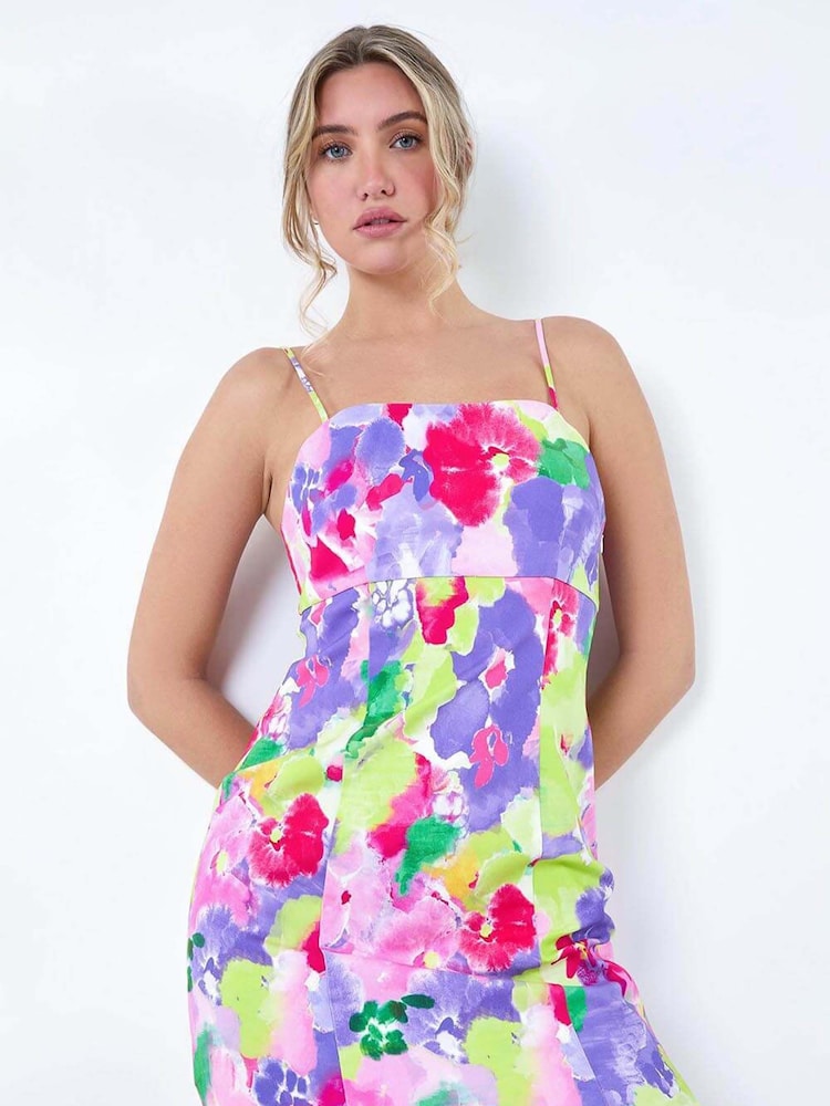 Dusk Multi Floral Stretch Bengaline Mini Dress - Image 1 of 5