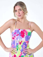 Dusk Multi Floral Stretch Bengaline Mini Dress - Image 4 of 5