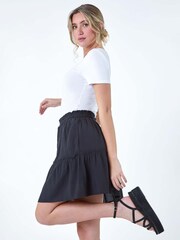 Dusk Black Tiered Tie Detail Pocket Mini Skirt - Image 5 of 5