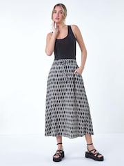 Dusk Black Printed Tie Front Pocket Skirt - Image 1 of 5