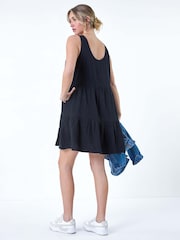 Dusk Black Tiered A Line 100% Cotton Dress - Image 3 of 5