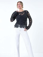Dusk Black Crochet Knit Jumper - Image 2 of 5