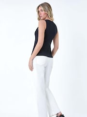 Dusk Black Floral Lace Trim Stretch Vest Top - Image 3 of 5