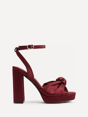 Linzi Red Ruba Platform Heels With Knotted Front Strap - Image 2 of 5