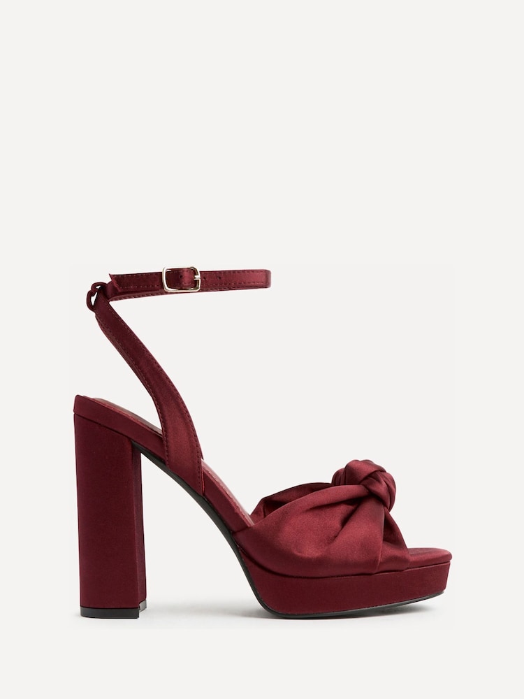 Linzi Red Ruba Platform Heels With Knotted Front Strap - Image 2 of 5 Linzi Red Ruba Platform Heels With Knotted Front Strap - Image 2 of 5