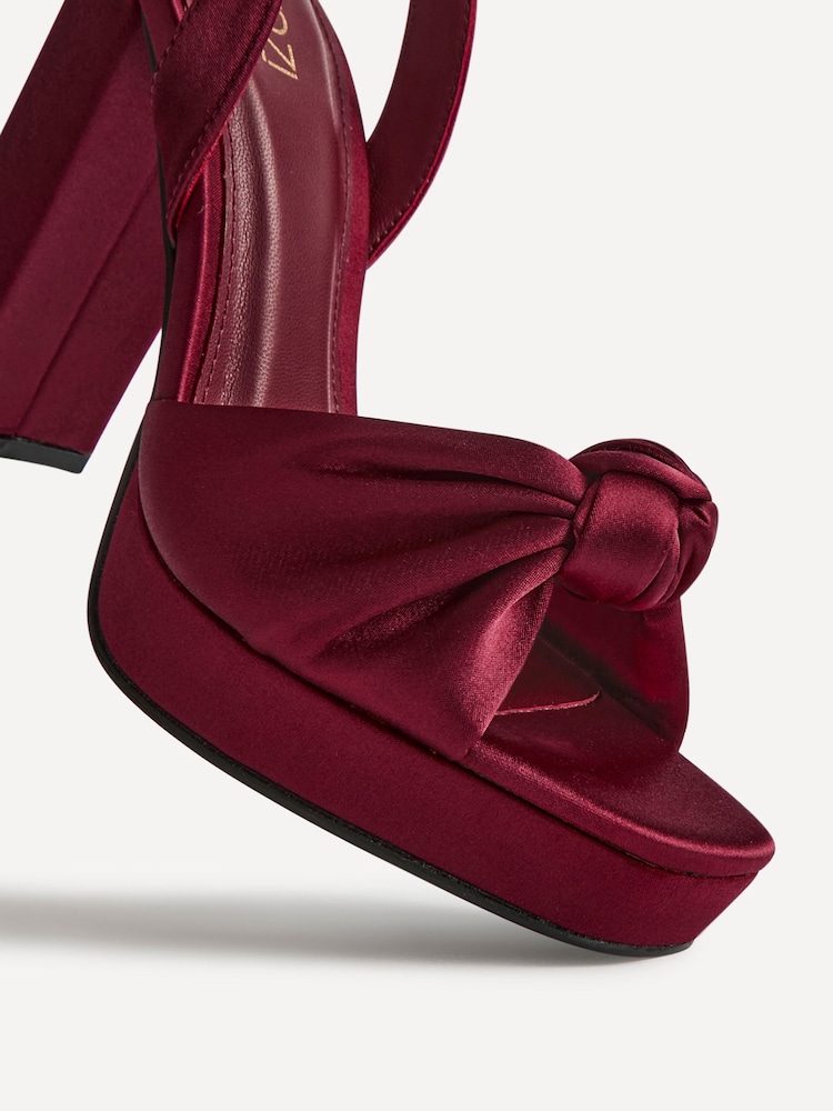 Linzi Red Ruba Platform Heels With Knotted Front Strap - Image 5 of 5 Linzi Red Ruba Platform Heels With Knotted Front Strap - Image 5 of 5