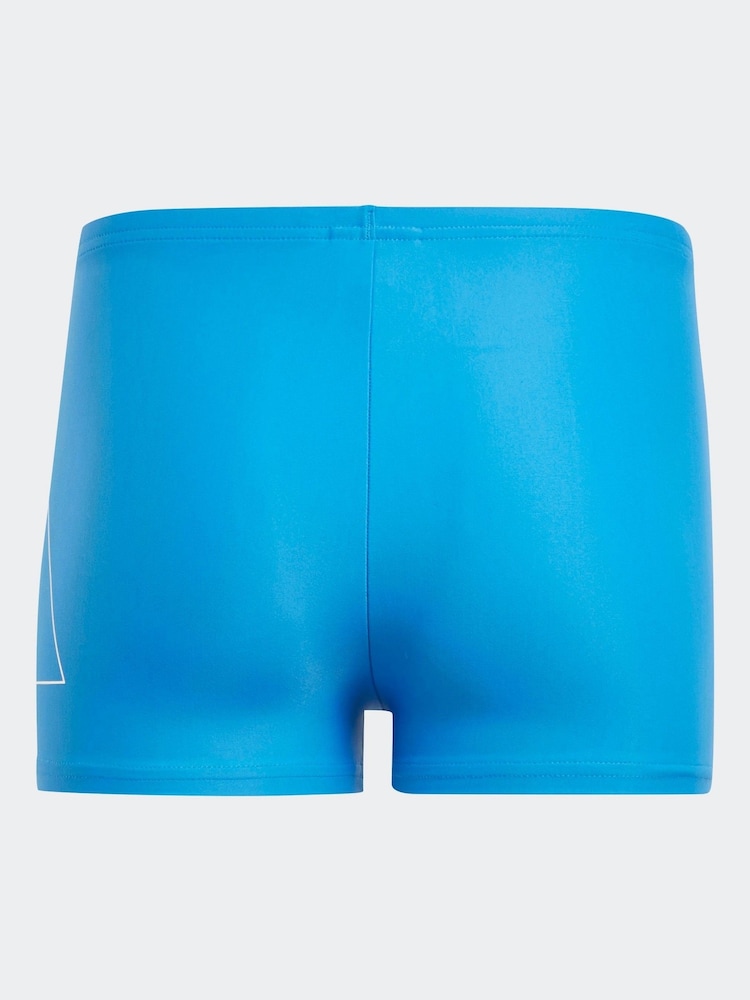 adidas Blue Performance Big Bars Swim Boxer Shorts - Image 2 of 5 adidas Blue Performance Big Bars Swim Boxer Shorts - Image 2 of 5