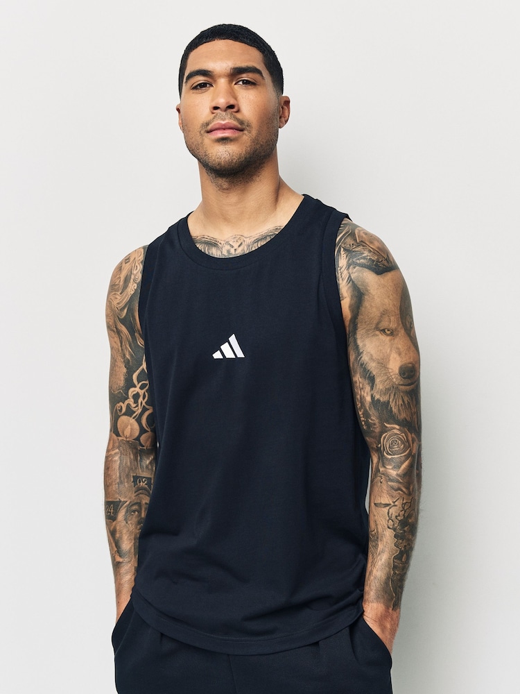 adidas Black Essentials Small Logo 100% Cotton Tank Top - Image 1 of 6