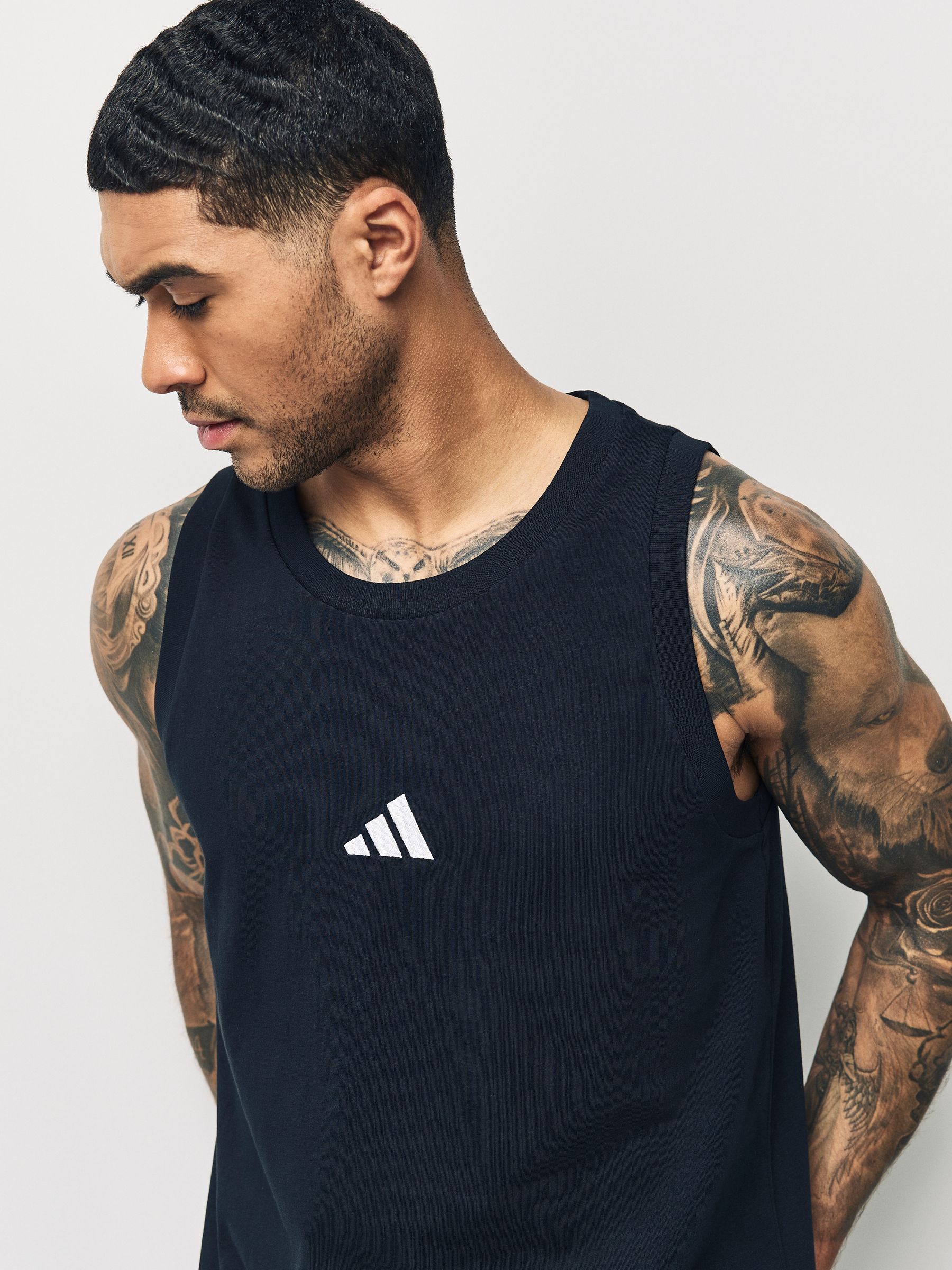 Buy adidas Black Essentials Small Logo Single Jersey Tank Top from