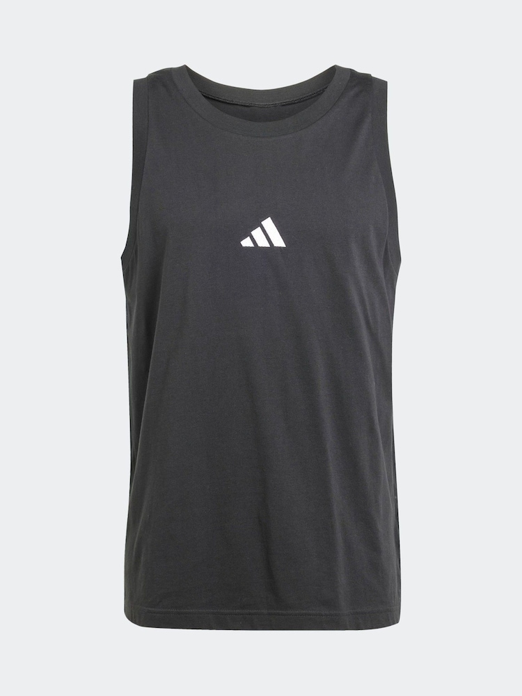 adidas Black Essentials Small Logo 100% Cotton Tank Top - Image 6 of 6