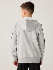 adidas Grey 3 Stripe Fleece Full Zip Hoodie - Image 5 of 9
